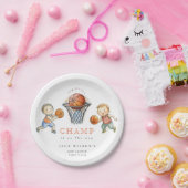 私たちの小さなチャンプバスケットバスケットボーイベビーシャワー ペーパープレート (パーティー)