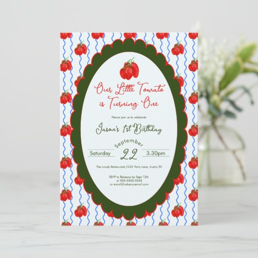 私たちの小さなトマトが1歳の誕生日を迎える 招待状 (スタンド正面)
