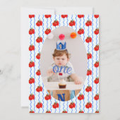 私たちの小さなトマトは1日の誕生日の写真を回す 招待状 (裏面)