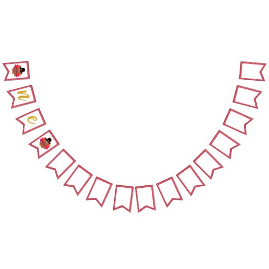 私たちの小さなトルコ1st誕生日ハイチェア(少女) バンティングフラッグ (全)