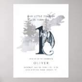 私たちの小さなドラゴンボーイズの最初の誕生日ウェルカムサイン ポスター (正面)