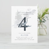 私たちの小さなドラゴン少年たち 4歳の誕生日招待状 招待状 (スタンド正面)