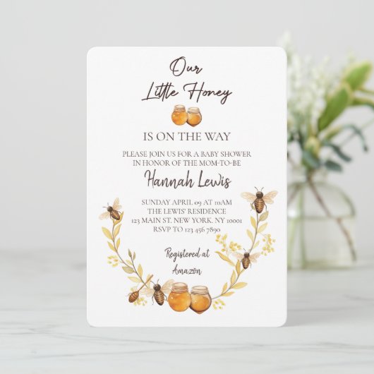 私たちの小さなハチミツは赤ちゃんシャワーの途中にある 招待状 (スタンド正面)