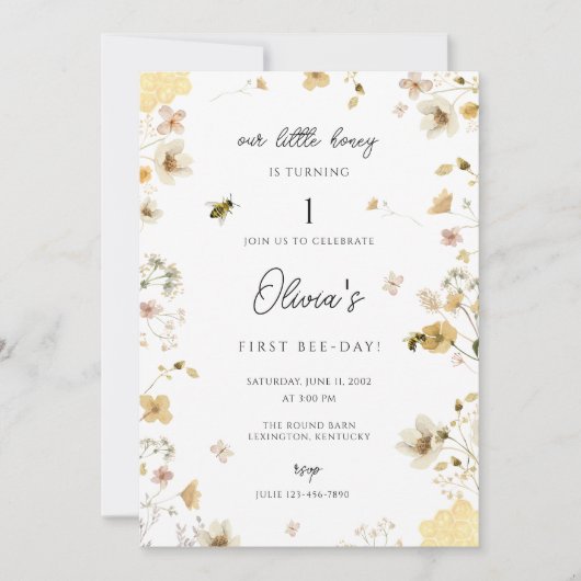 私たちの小さなハニーは1歳になる ビー招待状 招待状 (正面)