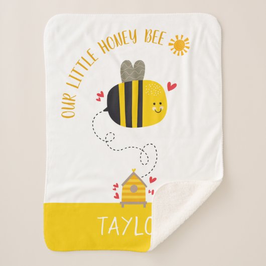 私たちの小さなハニービーかわいいかわいい男の赤ちゃんや女の子 シェルパブランケット (正面)