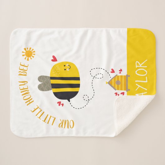 私たちの小さなハニービーかわいいかわいい男の赤ちゃんや女の子 シェルパブランケット (正面(横))
