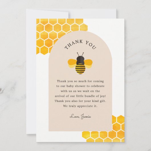 私たちの小さなハニービーパーティーありがとう 招待状 (正面)