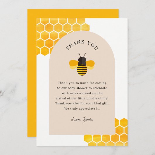 私たちの小さなハニービーパーティーありがとう 招待状 (正面/裏面)