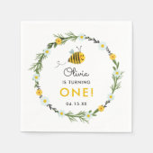 私たちの小さなハニービー最初の誕生日パーティー スタンダードカクテルナプキン (正面)