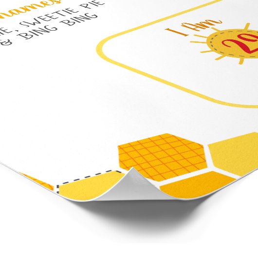 私たちの小さなハニービー1st誕生日マイルストーンかわいい ポスター (角)