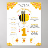 私たちの小さなハニービー1st誕生日マイルストーンかわいい ポスター (正面)