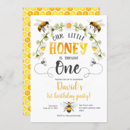 私たちの小さなハニー、のまわりに、ビー1歳の誕生日 招待状