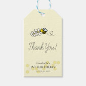 私たちの小さなハンニービーイエローバースデーありがとう ギフトタグ (正面)