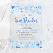 私たちの小さなハートブレーカーブルーバレンタインデーシャワー アクリル招待状