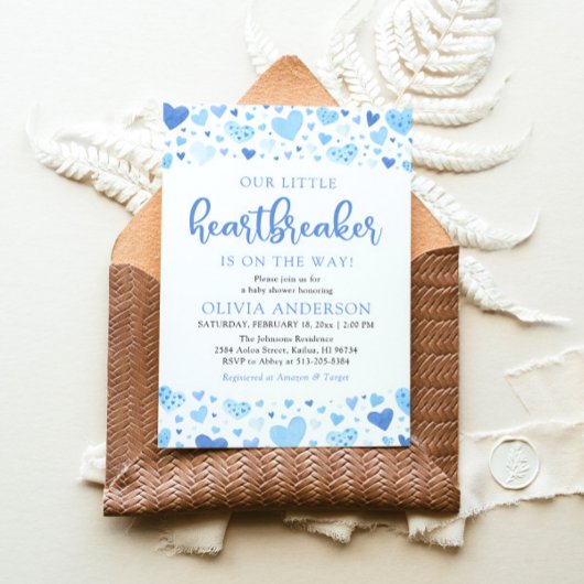 私たちの小さなハートブレーカーブルーバレンタインデーシャワー 招待状