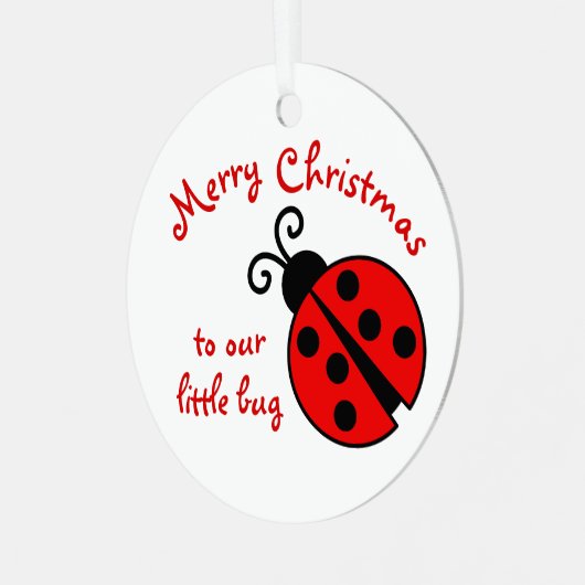 私たちの小さなバグにカワイメリークリスマスレディバグ メタルオーナメント (正面左)