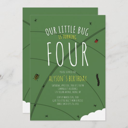 私たちの小さなバグ誕生日招待状 招待状 (正面/裏面)
