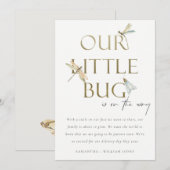 私たちの小さなバグ金ゴールドドラゴンフライベビー発表 招待状 (正面/裏面)