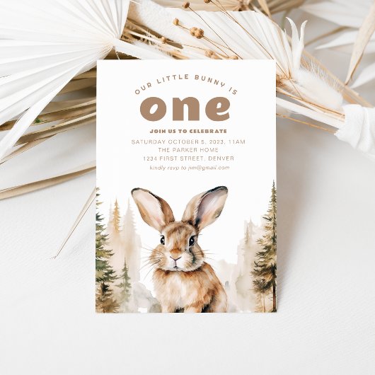私たちの小さなバニーは1歳の誕生日招待状 招待状