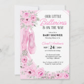 私たちの小さなバレリーナピンクのフローラ赤ちゃんシャワー 招待状 (正面)