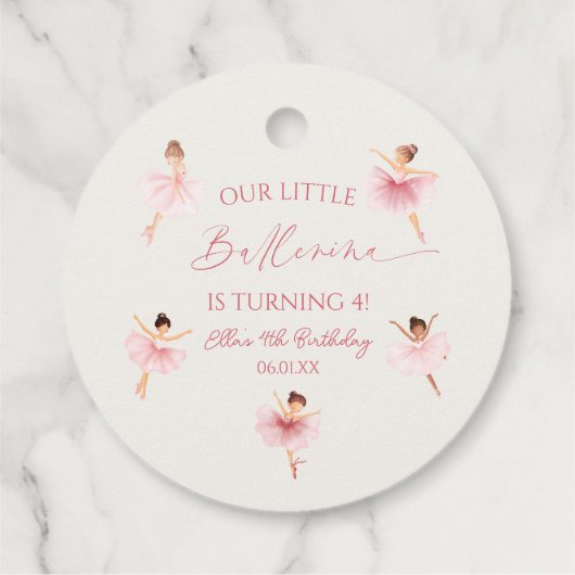 私たちの小さなバレリーナピンクバレエ誕生日パーティー フェイバータグ (裏面)