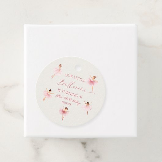 私たちの小さなバレリーナピンクバレエ誕生日パーティー フェイバータグ (インサイチュ)