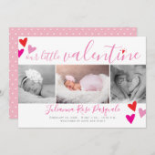 私たちの小さなバレンタインハート誕生の発表カード シーズンカード (正面/裏面)