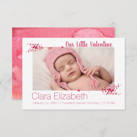 私たちの小さなバレンタインベイビーのお知らせ 招待状 (正面/裏面)