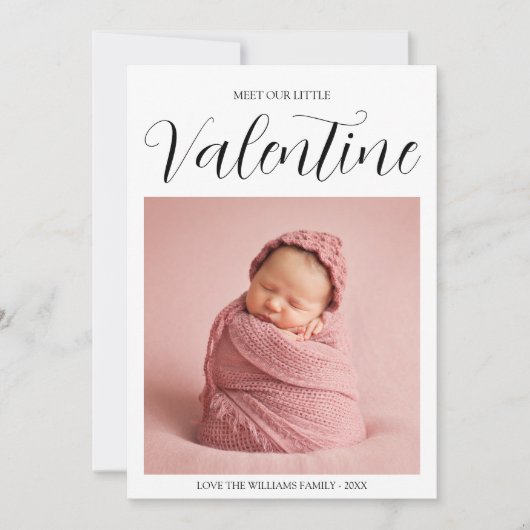 私たちの小さなバレンタインベビー誕生のお知らせ 案内状 (正面)
