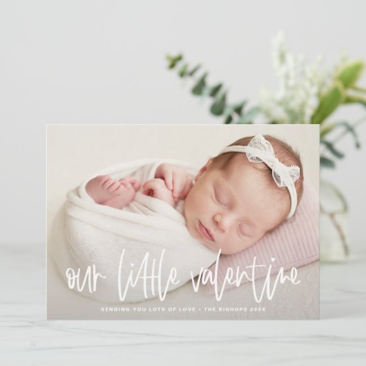 私たちの小さなバレンタインレタリング誕生のお知らせ シーズンカード (スタンド正面)