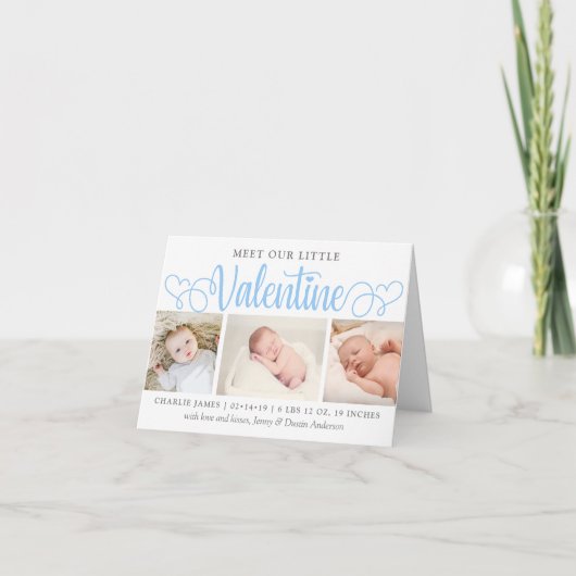 私たちの小さなバレンタイン3写真誕生のお知らせ シーズンカード (正面)