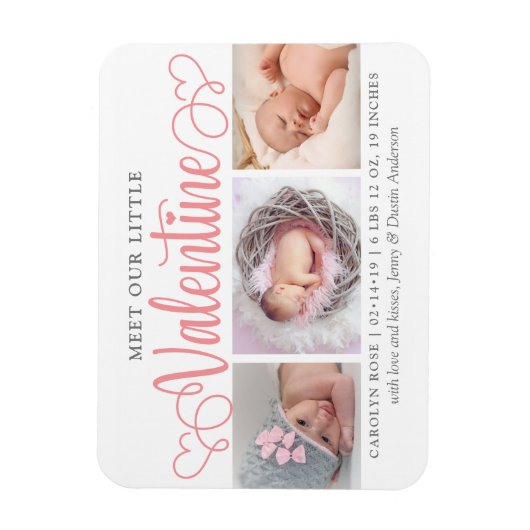 私たちの小さなバレンタイン3写真誕生のお知らせ マグネット (縦)