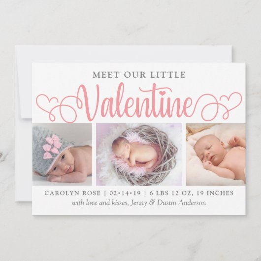 私たちの小さなバレンタイン3写真誕生のお知らせ 案内状 (正面)