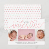 私たちの小さなバレンタイン 誕生のお知らせ 写真付き 招待状 (正面/裏面)