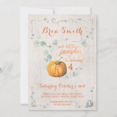 私たちの小さなパンプキンの秋の誕生日パーティーの招待状 招待状 (正面)