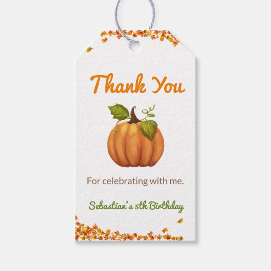 私たちの小さなパンプキン秋の誕生日 ギフトタグ (正面)