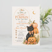 私たちの小さなパンプキン ハロウィン ベビーシャワー 猫 招待状 (スタンド正面)