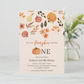 私たちの小さなパンプキン 秋の赤ちゃん 1歳の誕生日 招待状 (スタンド正面)