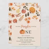 私たちの小さなパンプキン 秋の赤ちゃん 1歳の誕生日 招待状 (正面/裏面)