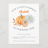 私たちの小さなパンプキン 1歳の誕生日 フラワーフォール オートム ポストカード (正面)