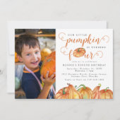 私たちの小さなパンプキン 4歳の誕生日パーティー招待状 招待状 (正面)