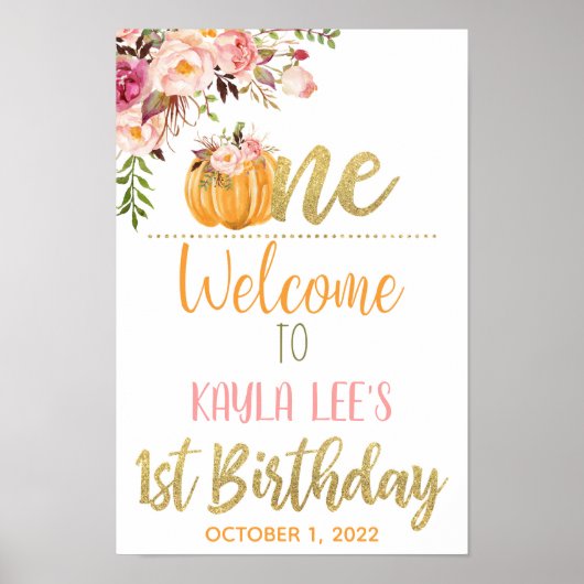 私たちの小さなパンプリンウェルカムサイン – 女の子 ポスター (正面)