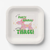 私たちの小さなパーティーバルーン動物の第3誕生日 ペーパープレート (正面)