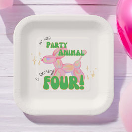 私たちの小さなパーティーバルーン動物4th誕生日 ペーパープレート
