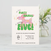 私たちの小さなパーティーバルーン動物5誕生日 招待状 (スタンド正面)