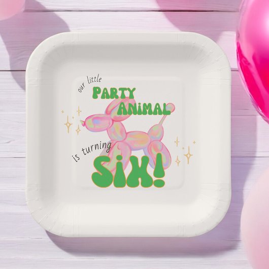 私たちの小さなパーティーバルーン動物6誕生日 ペーパープレート
