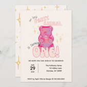 私たちの小さなパーティー動物グミベア1歳の誕生日 招待状 (正面/裏面)