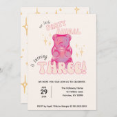 私たちの小さなパーティー動物グミベア3歳の誕生日 招待状 (正面/裏面)