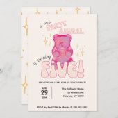 私たちの小さなパーティー動物グミベア5誕生日 招待状 (正面/裏面)