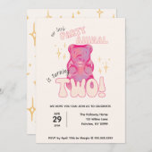 私たちの小さなパーティー好きのグミクマ 2歳の誕生日 招待状 (正面/裏面)